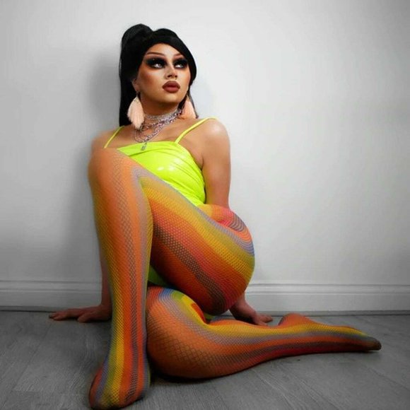 Women's Snag Fishnets Stockings - Rainbow Stunning - Picture 2 of 3